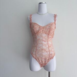 La Perla Bodysuit XS Lace Vintage Bustier Coquette Romantic Boudoir Italy Pin Up